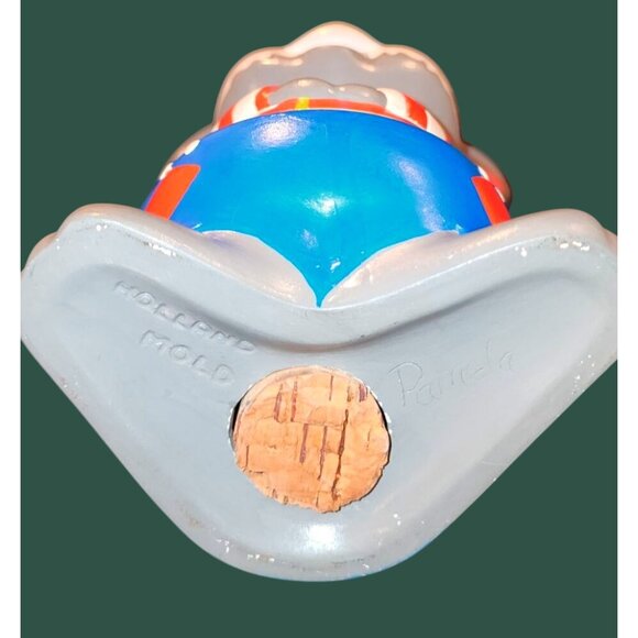 Vintage Mouse Ceramic Coin Bank With Red White Striped Shirt Blue Overalls Kit - Picture 7 of 9